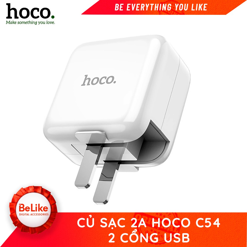 Củ sạc Nhanh Fast Charging -2 Cổng USB 2A Hoco C54 -BH 12 tháng