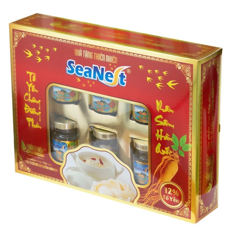 Hộp Quà Tổ Yến chưng Nhân Sâm Hàn Quốc ( hộp 6hủ x 70ml )
