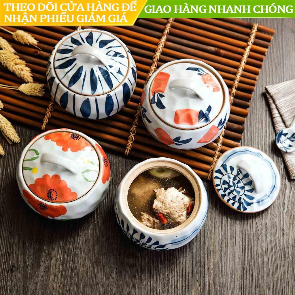 ♣☋【ready stock】Chén sứ nhỏ có nắp đậy họa tiết trang nhã phong cách Nhật Bản