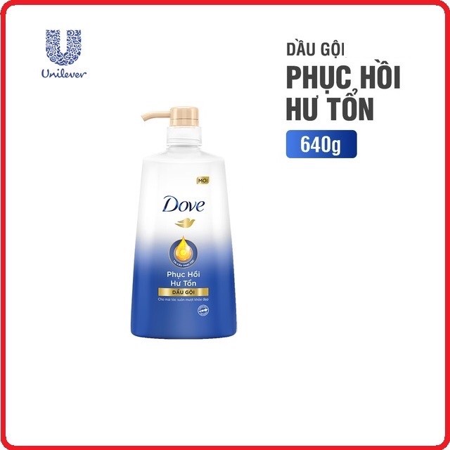 Dầu gội Dove phục hồi hư tổn 640g cho mái tóc suôn mượt khỏe đẹp