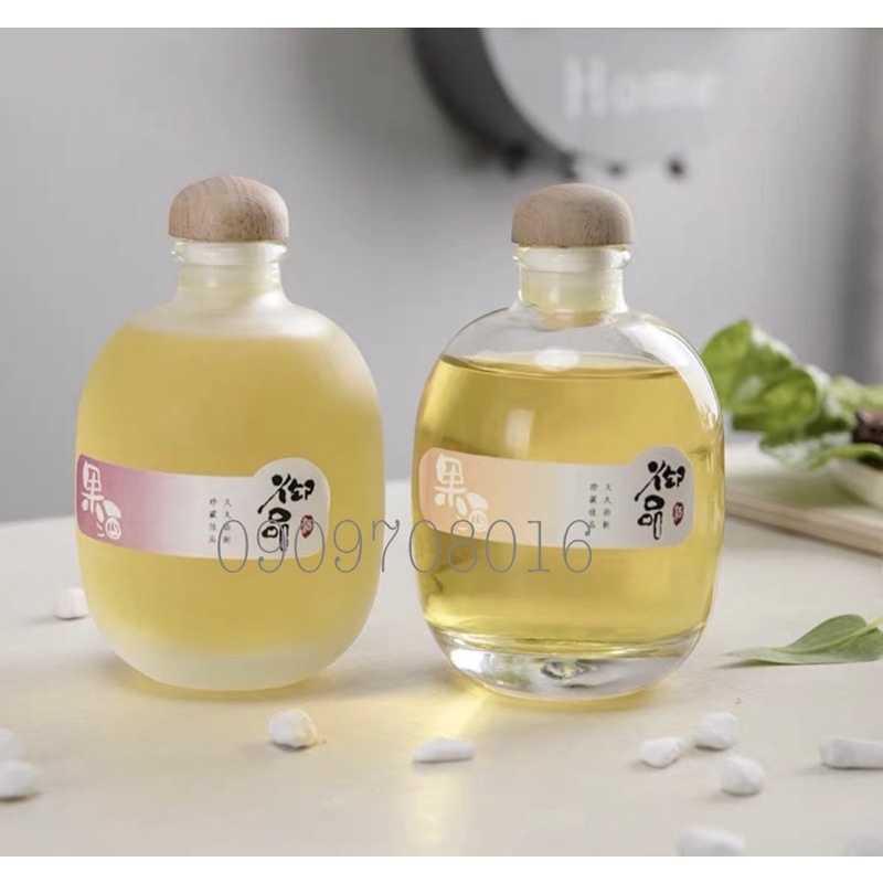 Chai Thủy Tinh Bình Thuỷ Tinh Tròn Nhám Mờ  Nắp Nút Gỗ Ép Cao Cấp 100ml 250ml 500ml