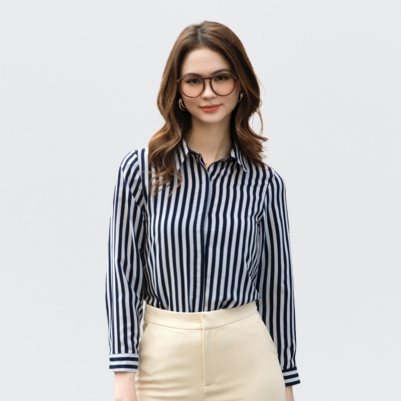 Áo Sơ Mi Lụa Sọc Medium