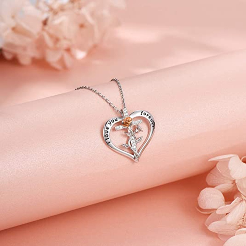 Vòng cổ Mặt Trái Tim Khắc Chữ KING / Rose in Heart Thời Trang Cho Nữ