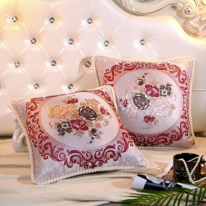 Bộ 2 Gối Tựa Lưng Phong Cách Châu Âu Có Thể Giặt Tiện Dụng Cho Ghế Sofa/ Xe Hơi