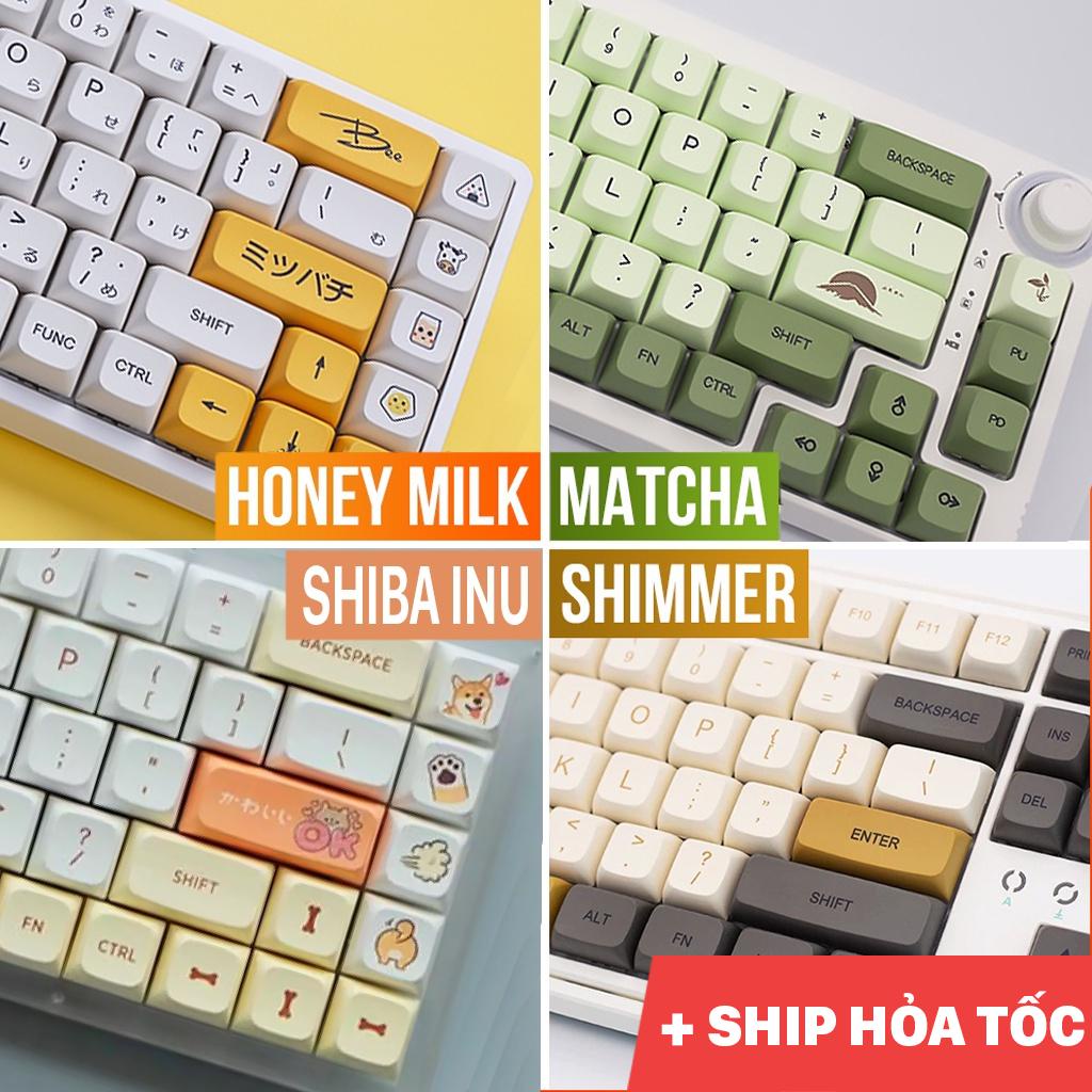 Tổng hợp Keycap Profile XDA nhựa PBT cao cấp Honey Milk/Matcha/Shiba Inu/Shimmer nhiều màu dễ thương cho bàn phím cơ