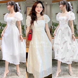 ĐẦM CỔ U TAY VOAN (KÈM VIDEO HÌNH THẬT)