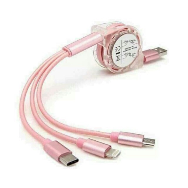 Dây xạc 3 đầu có dây rút