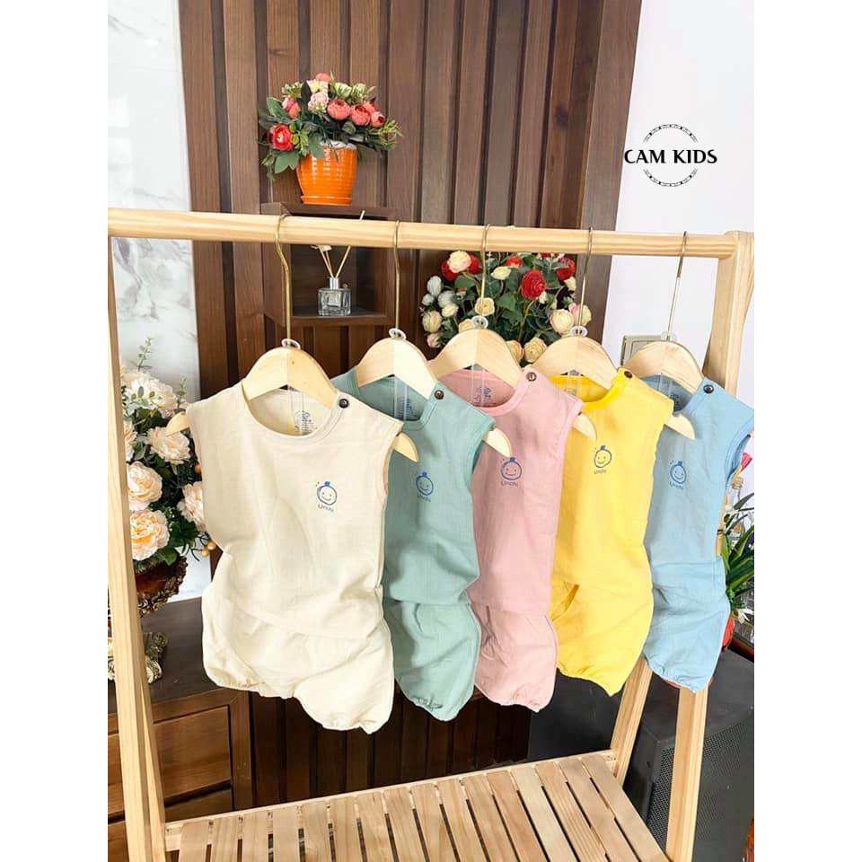 Bộ sát nách bé trai bé gái chất vải đũi