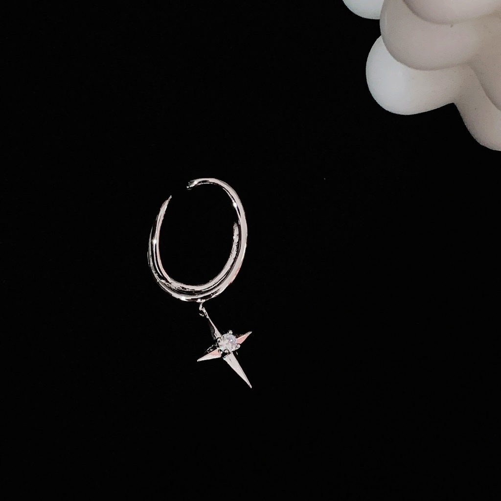 Khuyên tai hình chữ thập màu bạc thời trang retro cá tính dành cho nữ