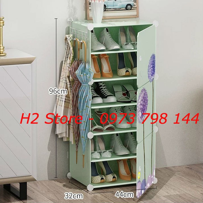 TỦ NHỰA LẮP GHÉP  6 Ô ĐỂ GIÀY (chia ô) BỘ CỐM CẨM TÚ CẦU