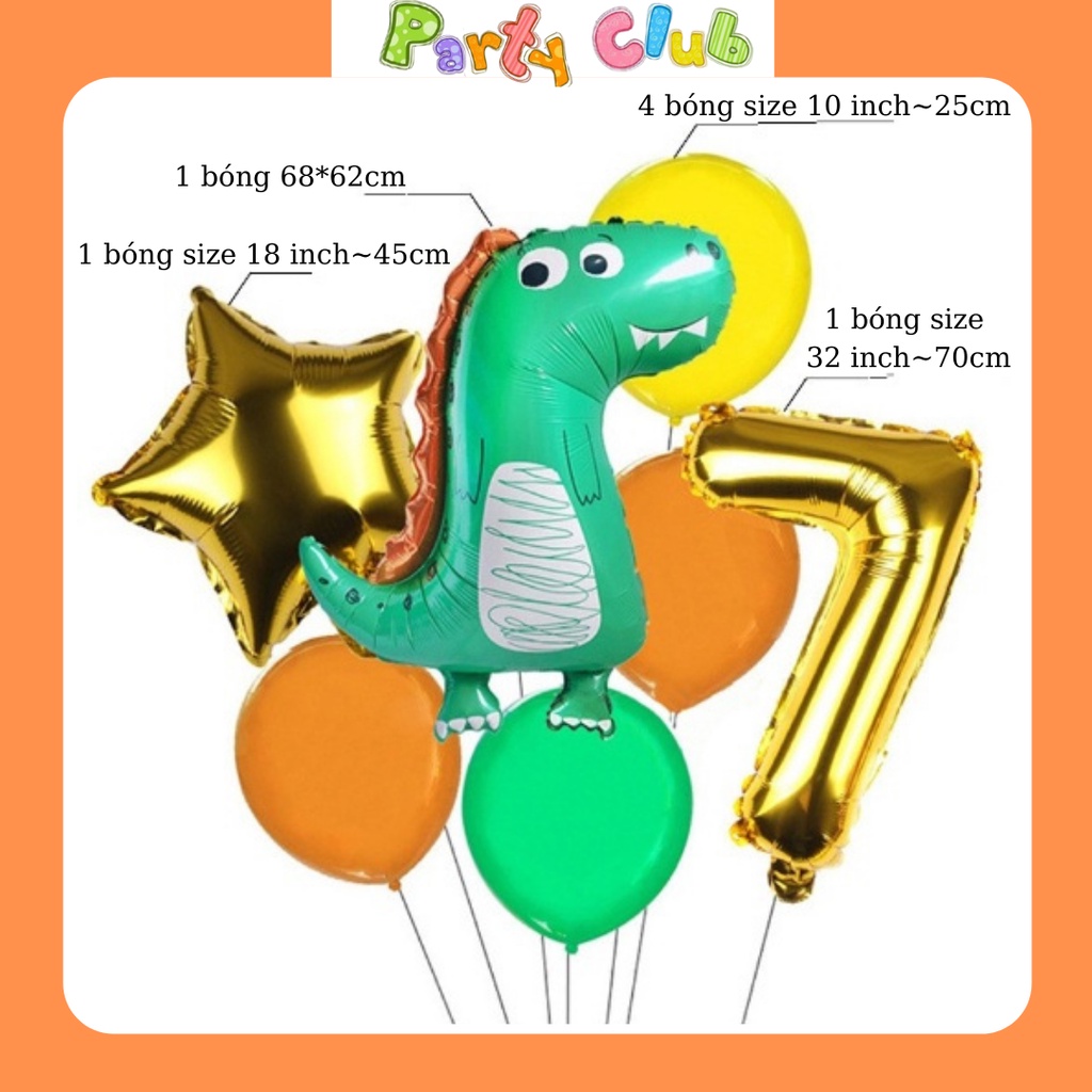 Set bóng khủng long kèm bóng số tuổi sinh nhật cho bé