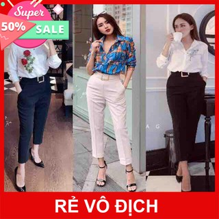 Quần baggy đai vuông khóa sườn cạp cao