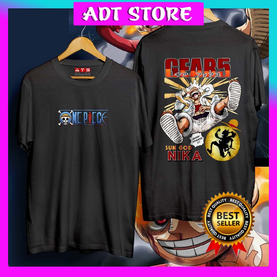 Áo thun One Piece Luffy JOY BOY Gear 5 Nika Thức Tỉnh Trái Ác Quỷ Zoan Thần màu đen mẫu mới cực chất