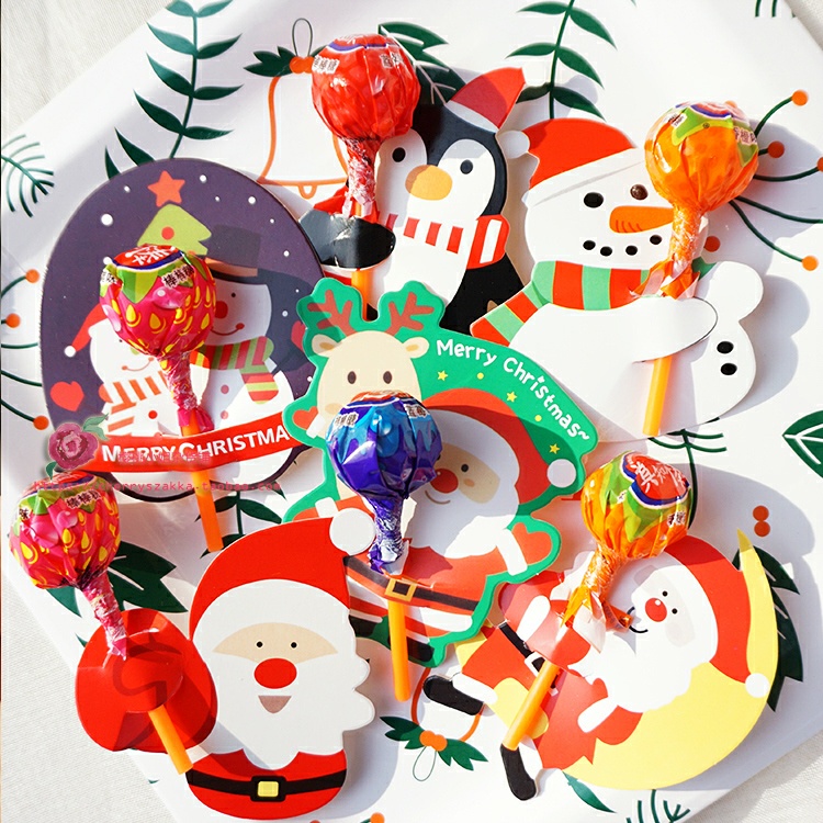 Thẻ giấy gắn kẹo mút 50 Icon NOEL giáng sinh