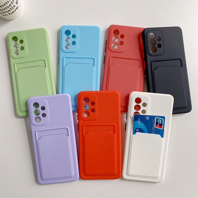 Ốp Điện Thoại Silicone Chống Sốc Kèm Ngăn Đựng Thẻ Cho Samsung A13 A73 A53 A72 A32 A52 A22 S22