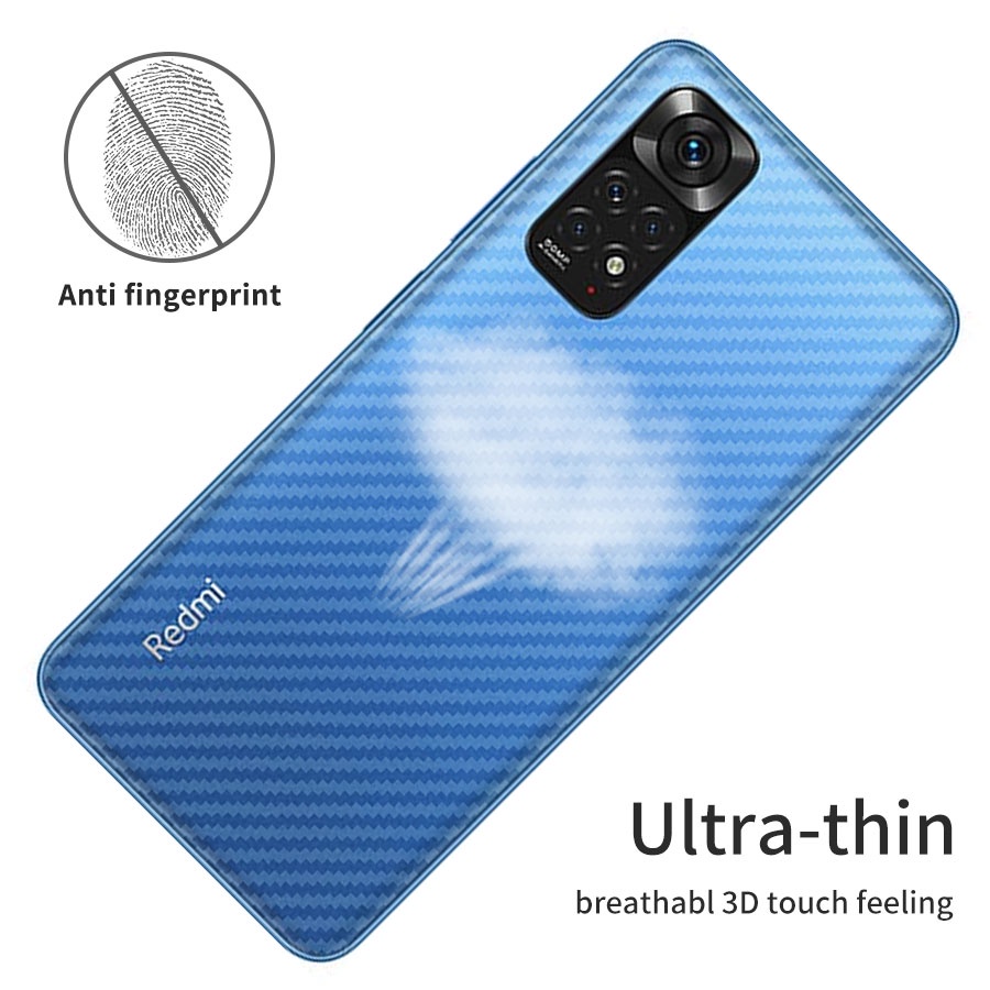 Miếng dán mặt lưng cacbon Dán Lưng Điện Thoại Chống Trầy Cho Xiaomi Mi 11T 11 Lite 10T 13 Redmi Note 7 8 9 10 11 12 Pro 11s 10s 10C 12C Poco X5 M3 M4 X4 X3 F3 C40