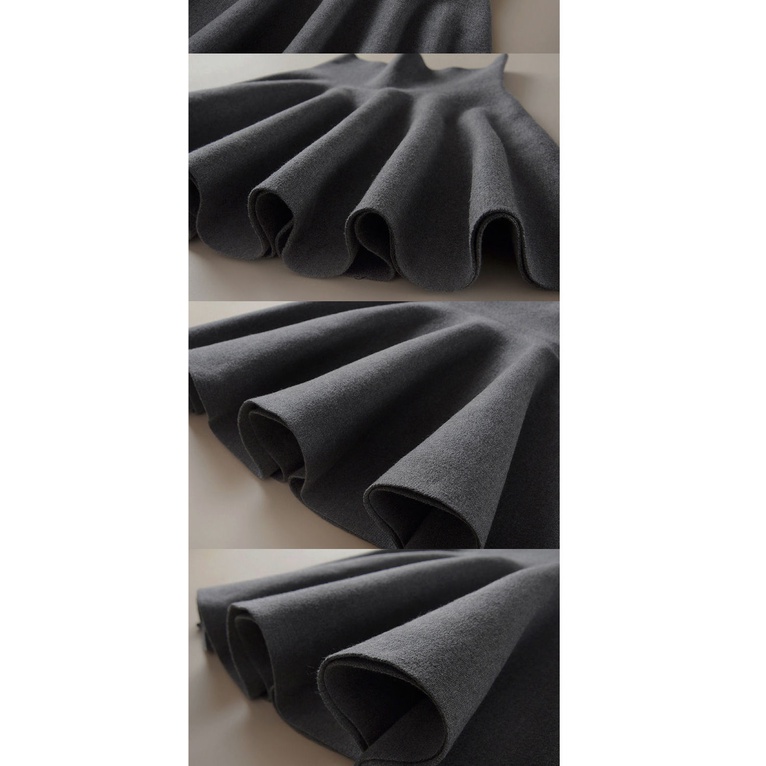 Chân váy ngắn xếp ly lưng cao dệt kim màu sắc thời trang xuân thu mới 2021