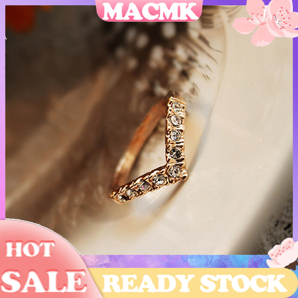 Nhẫn Chữ V Đính Đá Lung Linh Hợp Thời Trang Cho Nữ