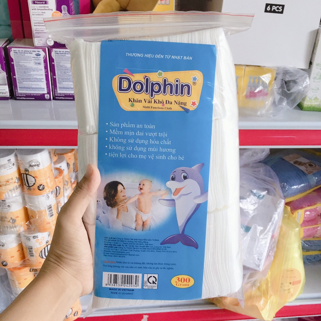 combo 5 túi khăn khô Dolphin (300 g/túi)