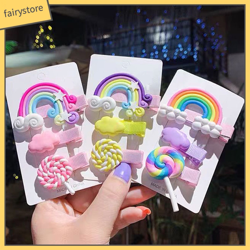 Set 3 Kẹp Tóc Màu Cầu Vồng Dễ Thương Cho Bé Gái