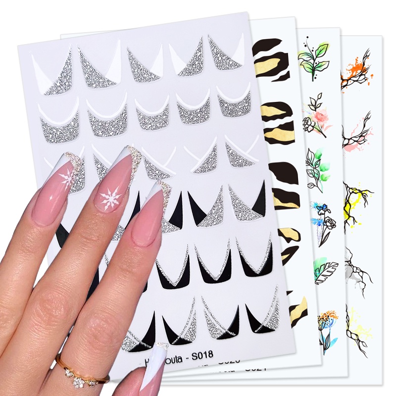 4 Miếng dán trang trí móng tay UR SUGAR hình bướm phản quang 3D nhiều màu