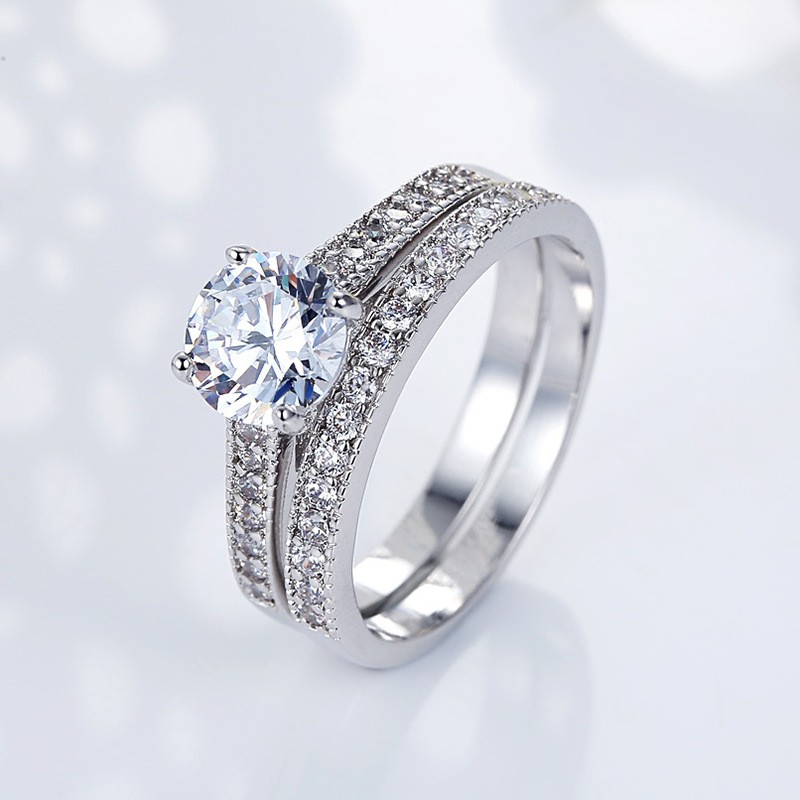 Nhẫn Đính Đá Zircon Trắng Thời Trang Cho Nữ