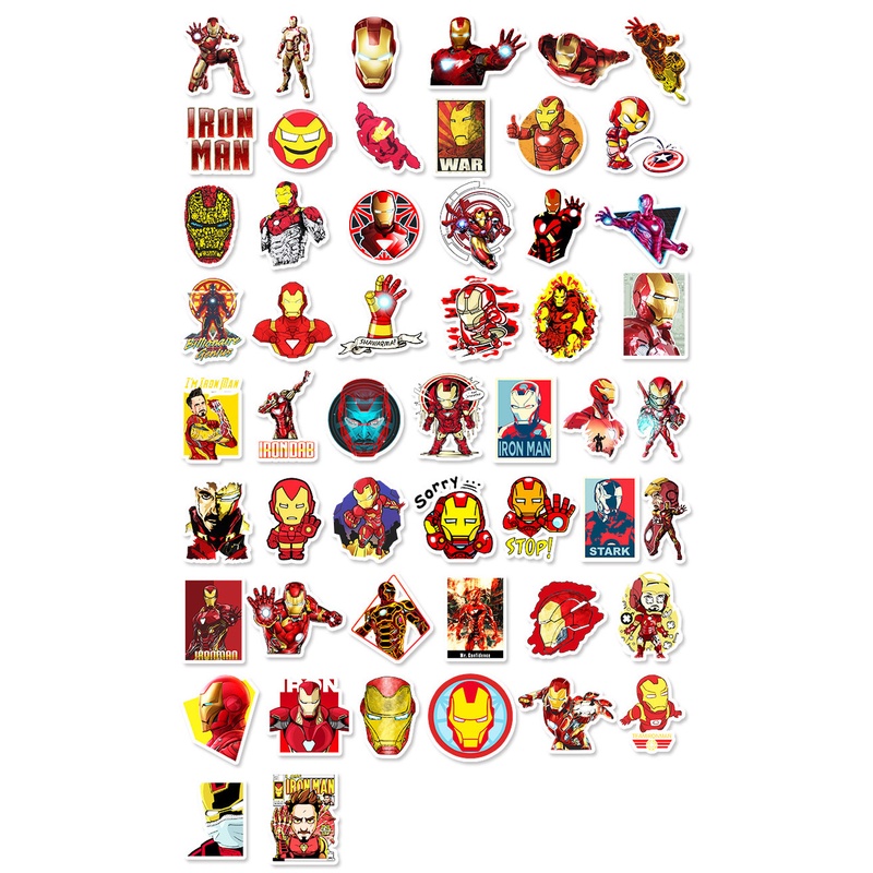 Z & M❀ Hình Dán Người Sắt ❀ Bộ 52 Miếng Dán Hình Siêu Anh Hùng Marvel Chống Thấm Nước