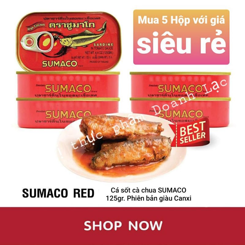 Cá Mòi Sốt Cà Chua đóng hộp Sumaco sardines 125gr💥phiên bản Giàu CANXI bổ dưỡng, thơm ngon đậm đà