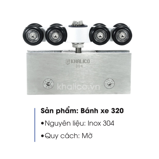 Bánh xe kẹp kính cửa lùa treo ray nhôm