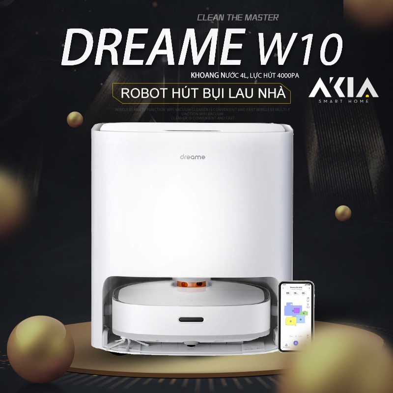 Robot hút bụi lau nhà Dreame W10, lực hút mạnh 4000pa, chứa 4 lít nước, điều khiển qua app Xiaomi Mi Home