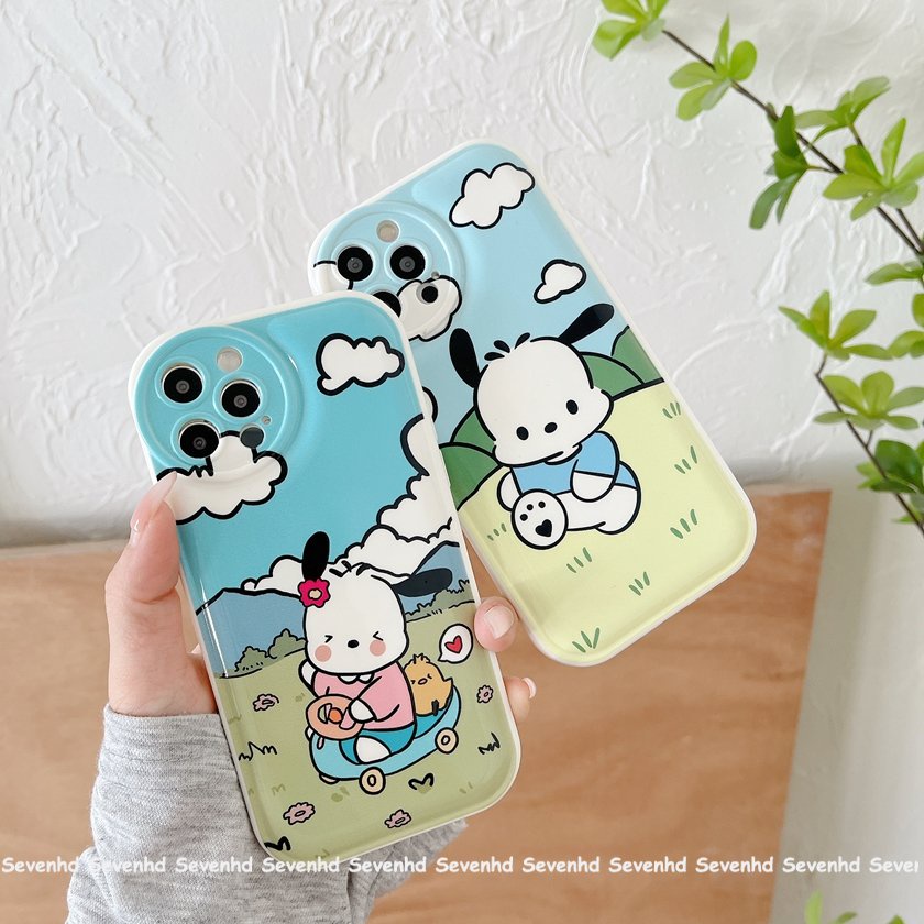 Ốp Điện Thoại Mềm Hình Cún Mắt To Cho iPhone 14 13 12 11 Pro Max X XR Xs Max 8 7 6 6s Plus SE 2020