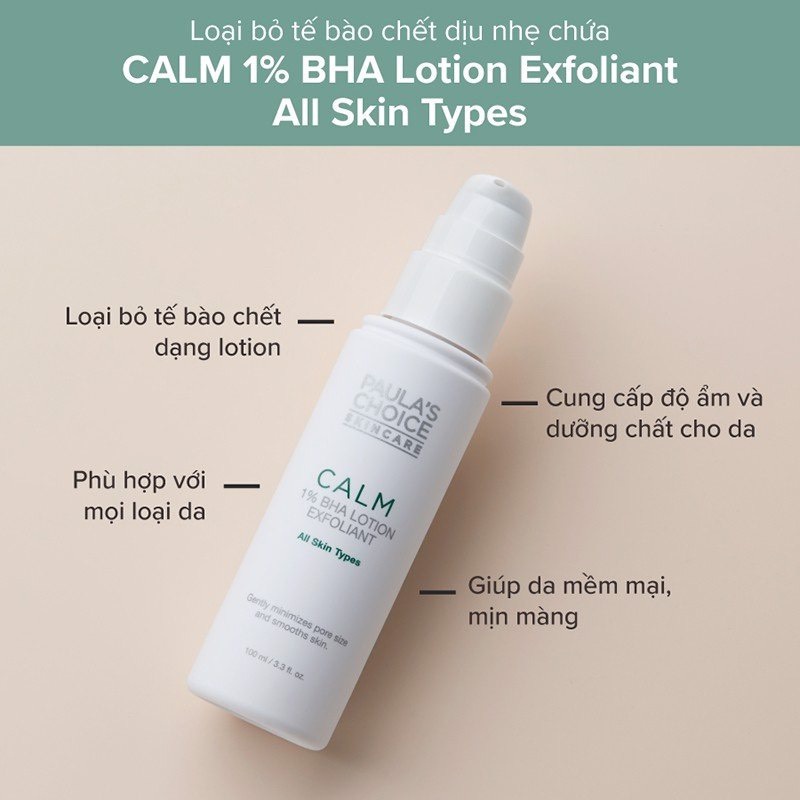 Tẩy Da Chết Hóa Học Paula's Choice Calm 1% BHA Lotion Exfoliant 100ml