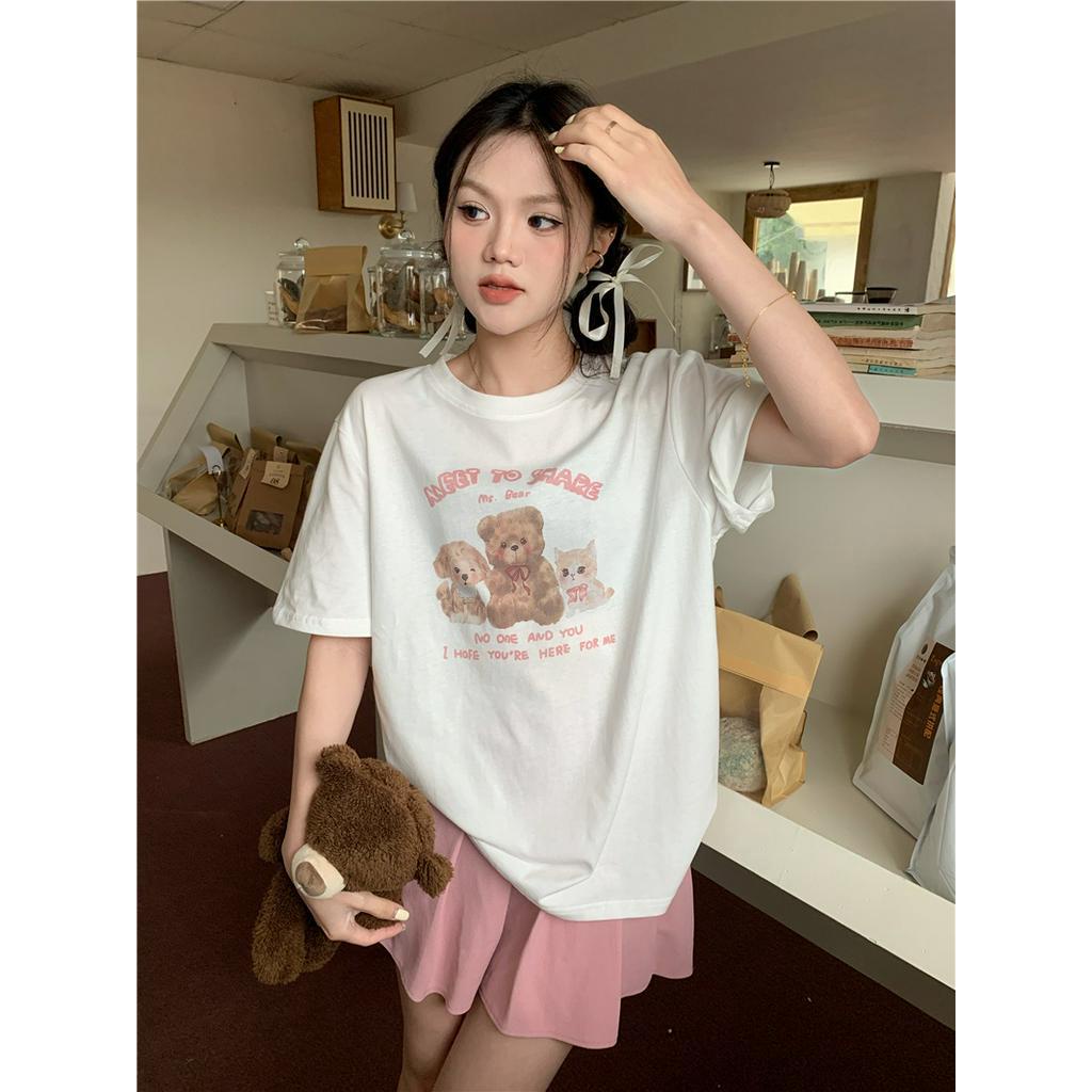 Áo Thun Dáng Rộng Ngắn Tay In Hình Trẻ Em Phong Cách Mới 62750