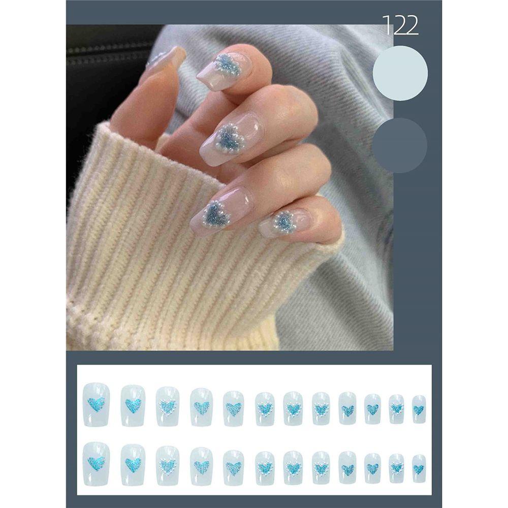 MIHAN1 Hộp 24 Móng Tay Giả Đầu Tròn / Vuông Che Phủ Toàn Diện