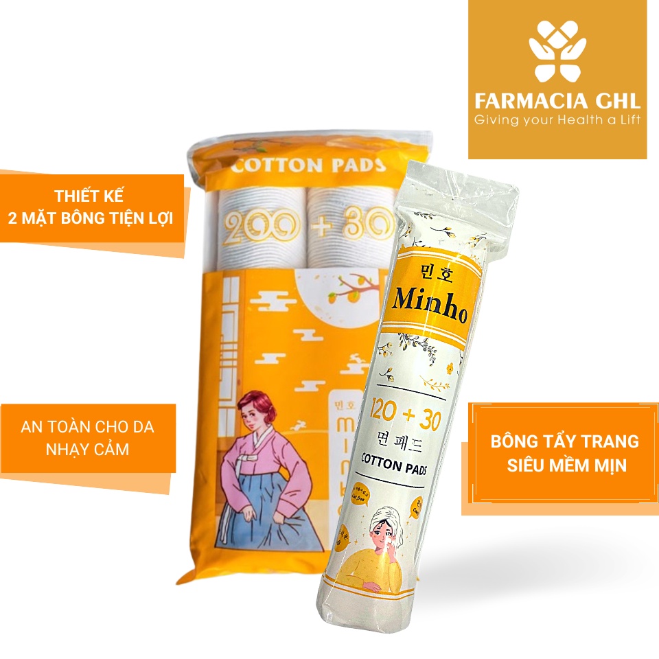Bông Tẩy Trang Minho Cotton Pads Siêu Mềm Mịn An Toàn Cho Da Nhạy Cảm