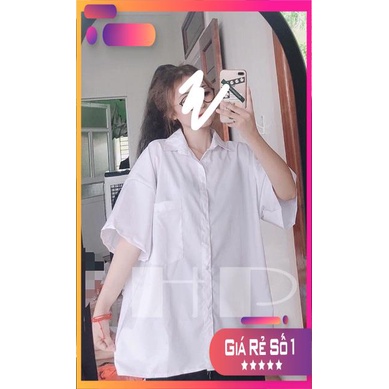 Áo sơ mi tay lỡ 1 túi