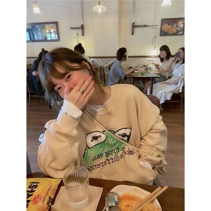 [siêu hot]áo hoodie pe không nón phong cách tự do dễ thương chất vải mềm mịn