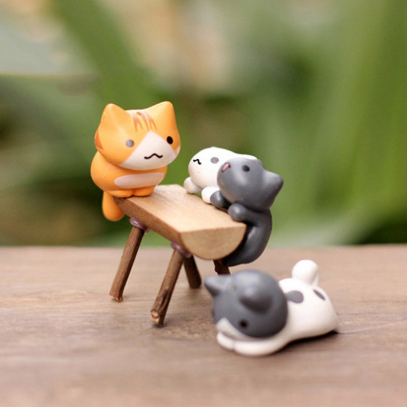 Set 6 mô hình mèo may mắn trang trí sân vườn