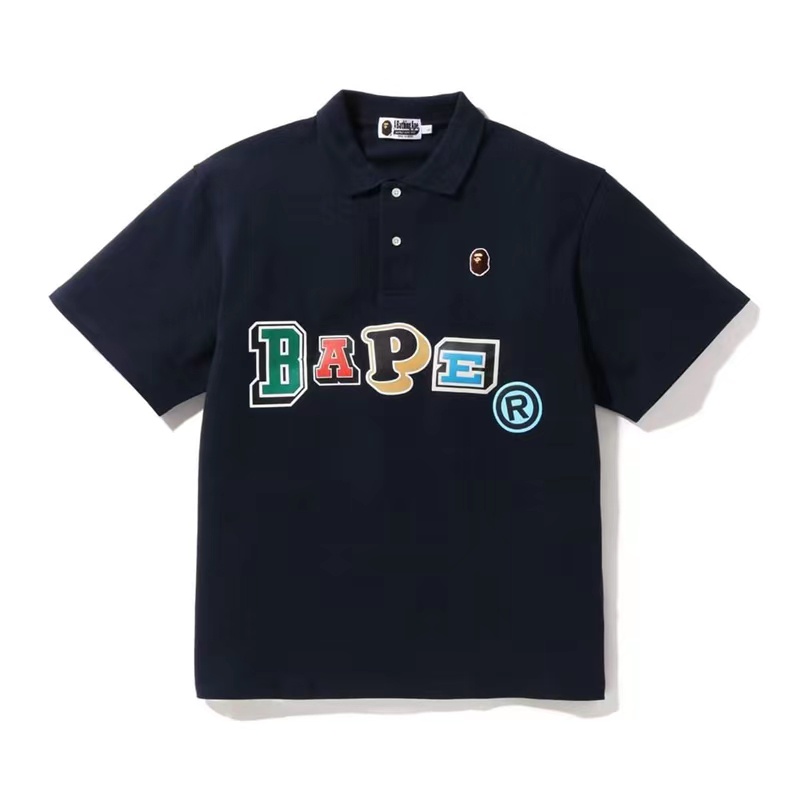 Áo Thun POLO Bape Tay Ngắn Họa Tiết Rằn Ri Phiên Bản Giới Hạn Thời Trang Cho Nam
