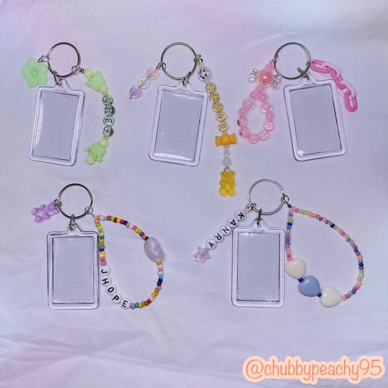 Keyring/Keychain/Móc khoá hạt trang trí+chữ cái kèm khung ảnh in