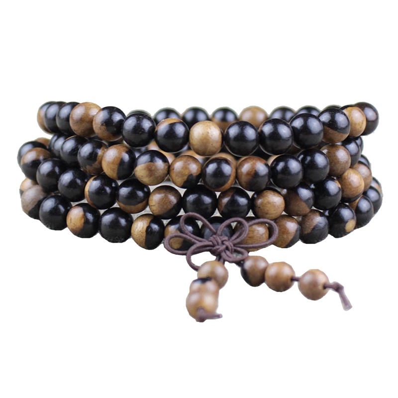 Vòng Tay Chuỗi Hạt Phật Giáo 108 Hạt Gỗ Co Giãn