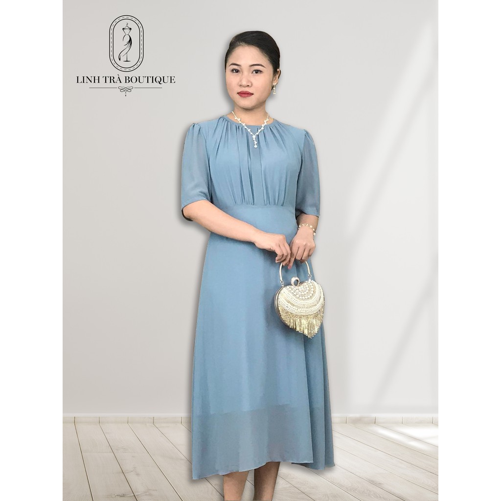 Váy đầm trung niên cao cấp [LINH TRÀ] đầm voan maxi thiết kế lịch sự, sang trọng - TM 127 | BigBuy360 - bigbuy360.vn