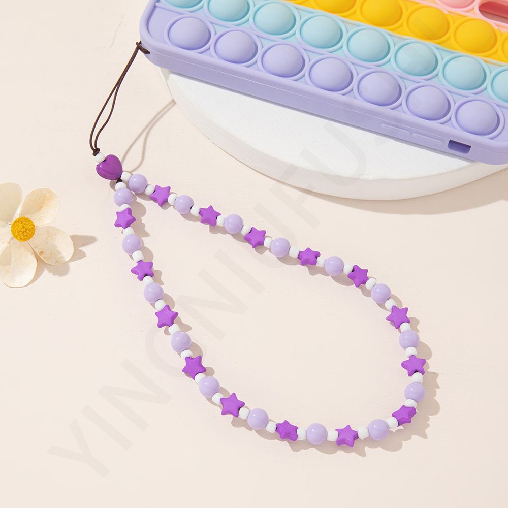 Dây đeo gắn điện thoại di động kiểu chuỗi hạt nhiều màu sắc chống thất lạc