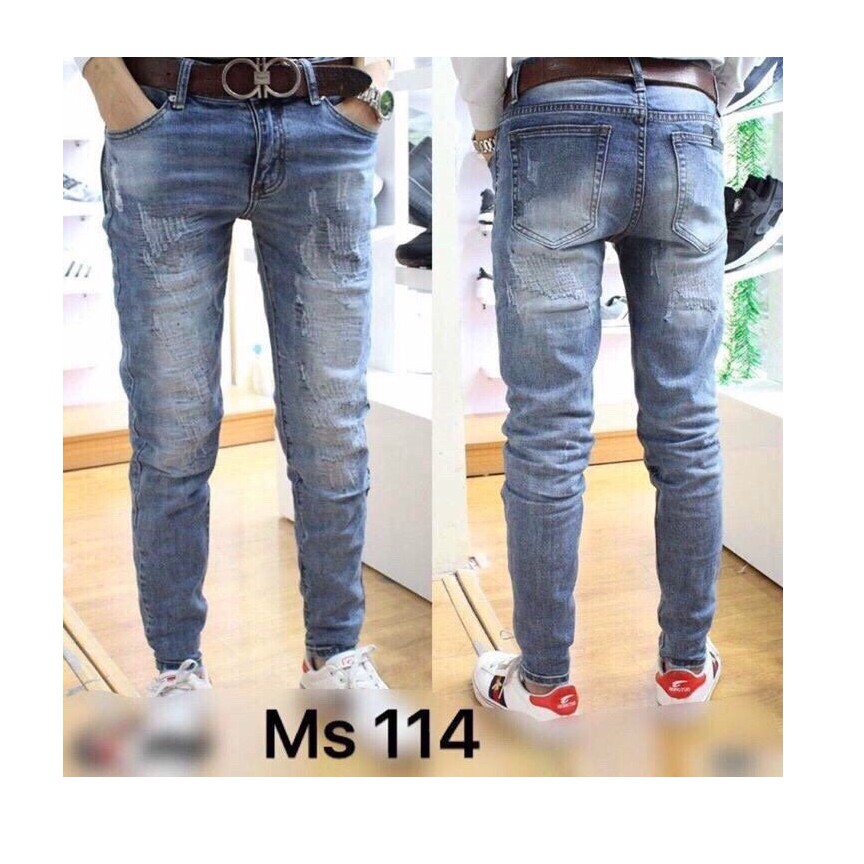QUẦN JEAN NAM XANH NHẠT CÀO NHẸ 114 MODE 44