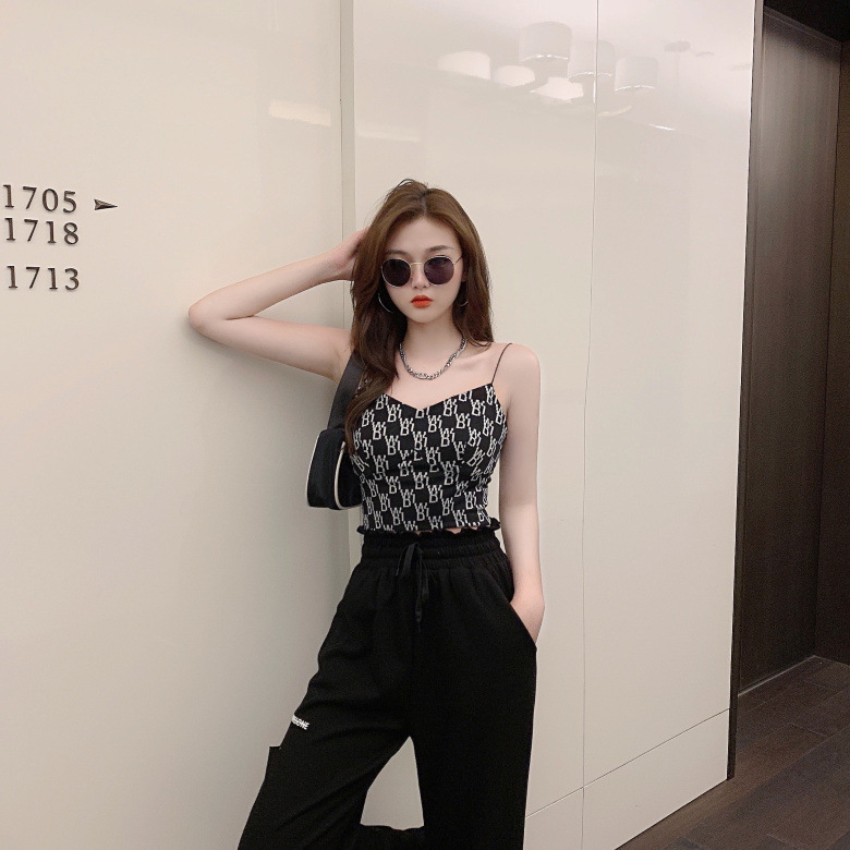 Áo hai dây in chữ phong cách thời trang đường phố Hàn Quốc | BigBuy360 - bigbuy360.vn