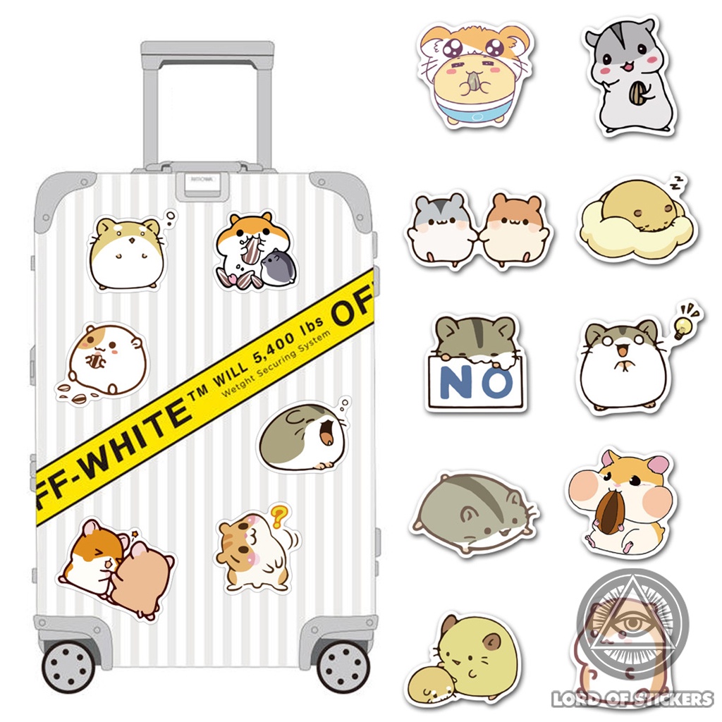 Set 50 Miếng Dán Hoạt Hình Chuột Hamster Sticker Cute Chibi Chống Thấm Nước Trang Trí Mũ Bảo Hiểm, Laptop, Ván Trượt, Sổ