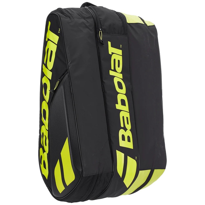 Túi đựng vợt tennis Babolat Pure Aero 12 Pack Bag Black/Yellow mẫu mới có 3 ngăn đựng tối đa 12 vợt