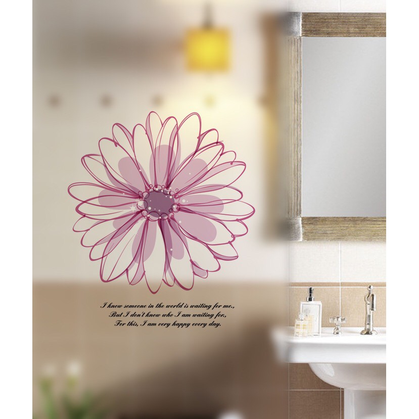 Decal dán kính Cao Cấp - Tranh vẽ Hoa Cúc thanh nhã ( 60x58 )