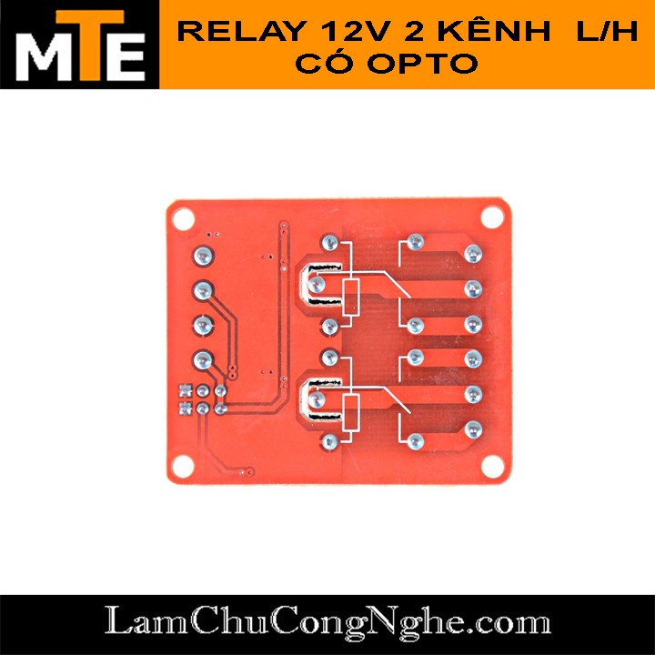Module 2 relay 5V, 12V với opto cách ly HIGH/LOW đóng cắt Thiết bị điện 10A