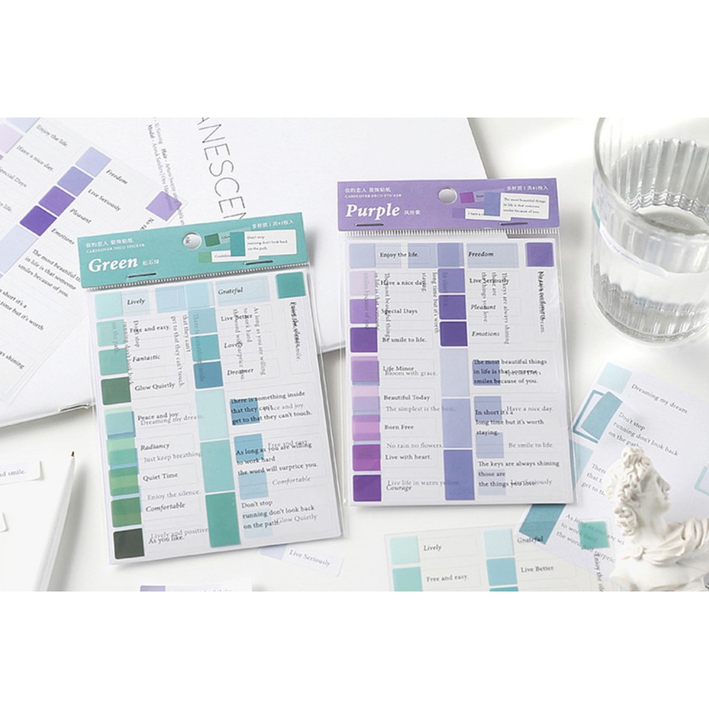 Bộ 3 tấm sticker Cardlover Color mood hình dán trang trí sổ tay | BSB241